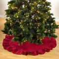 Tistheseason SARO  53 in. Round Jute Christmas Tree Skirt - Red TI3188430